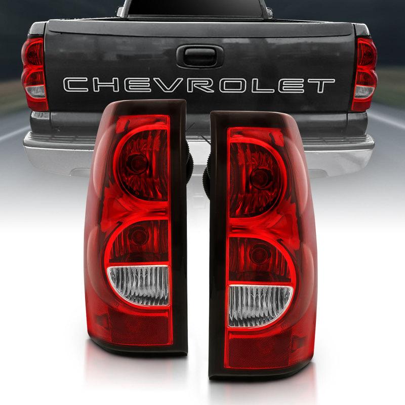 ANZO 2004-2007 Chevy Silverado Taillight Red/Clear Lens w/Black Trim (OE Replacement) 311302 Main Image