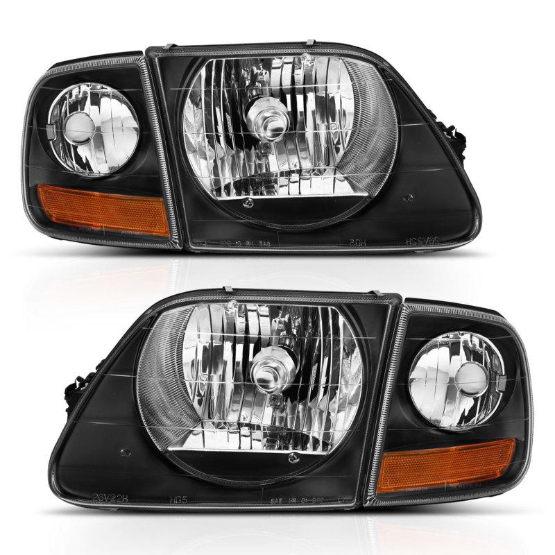 ANZO 1997-2003 Ford F150 Crystal Headlight Black w/ Parking Light 111460 Main Image