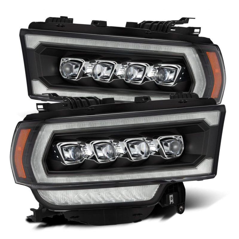 AlphaRex 19-21 Ram 2500 NOVA LED Proj Headlights Plank Style Black w/Activ Light/Seq Signal/DRL 880553