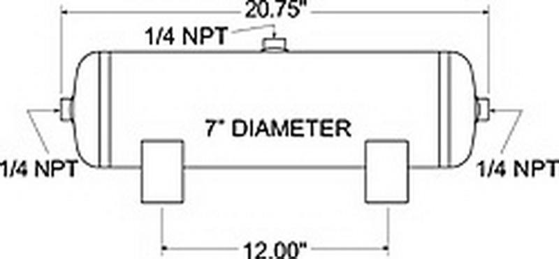 Firestone Air Tank 3 Gallon 7in. x 17.75in. (3) 1/4in. NPT Ports 150 PSI Max - Black (WR17609148) 9148 Main Image