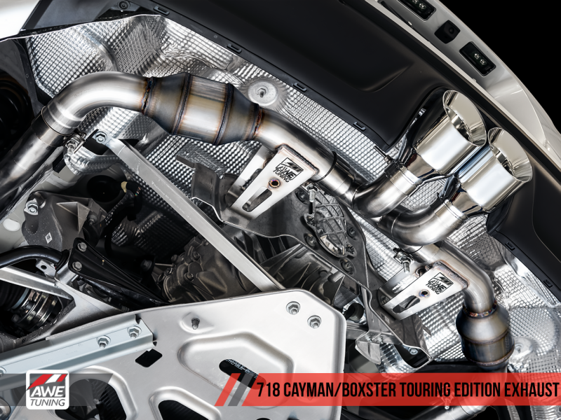 AWE Tuning Porsche 718 Boxster / Cayman Touring Edition Exhaust - Chrome Silver Tips 3015-32080 Main Image