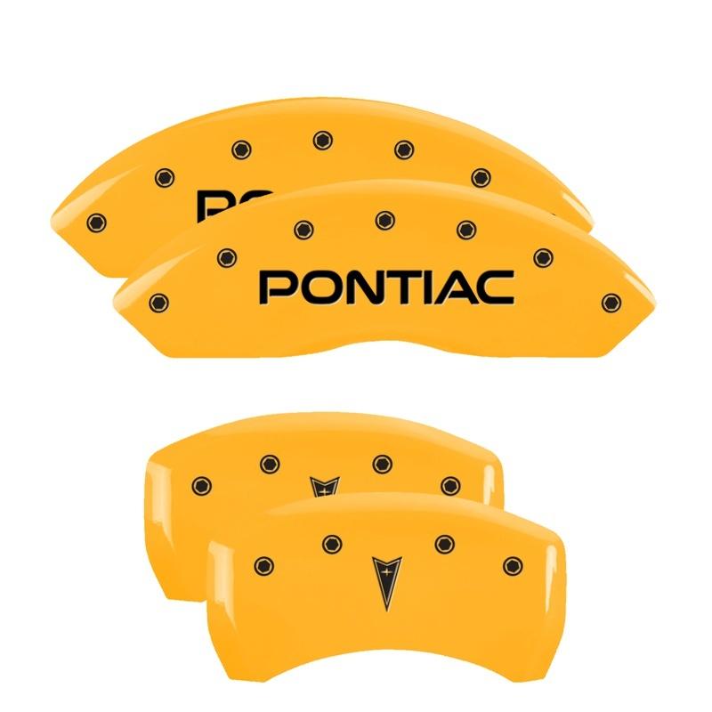 MGP 4 Caliper Covers Engraved Front Pontiac Rear Arrow Yellow Finish Blk Char 2009 Pontiac Solstice 18030SPONYL Main Image