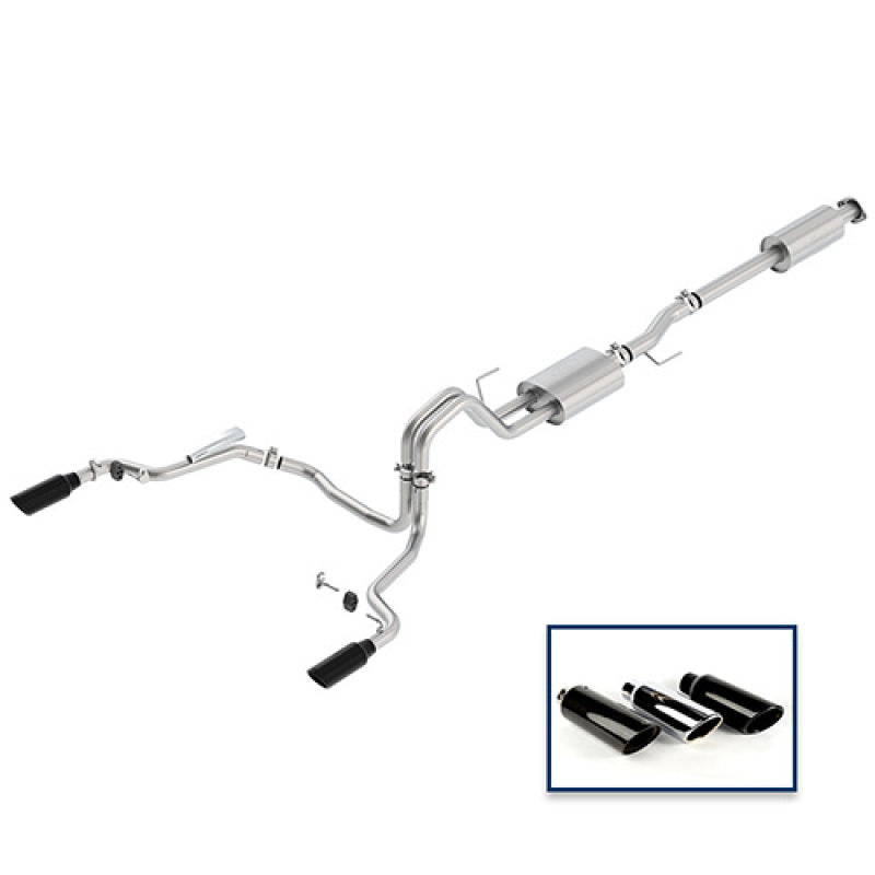 Ford Racing 15-18 F-150 3.5L Cat-Back Sport Exhaust System - Rear Exit Black Chrome Tips M-5200-F1535DSBA