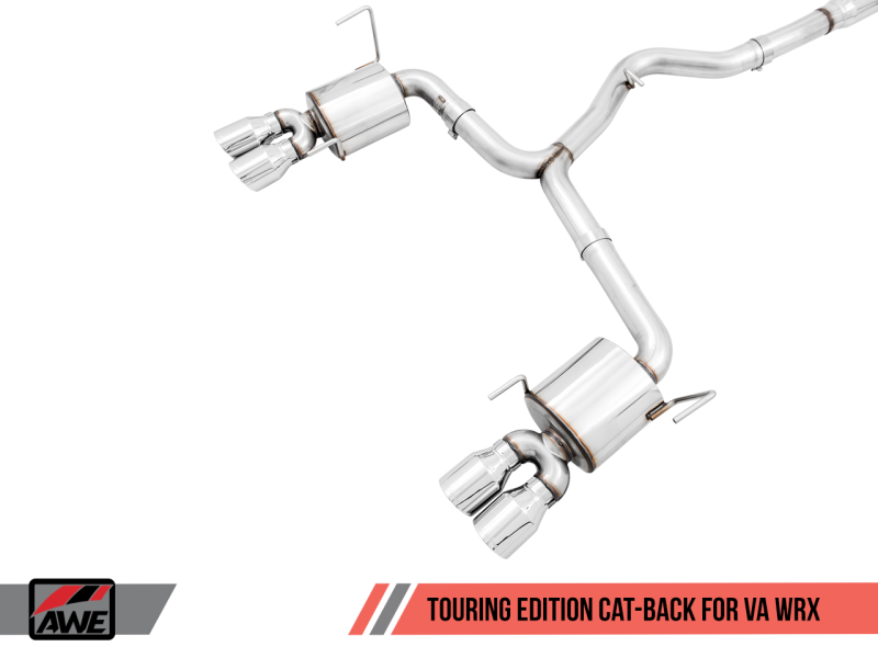 AWE Tuning 2015+ Subaru WRX VA Sedan Touring Edition Exhaust - Chrome Silver Tips (102mm) 3015-42098 Main Image