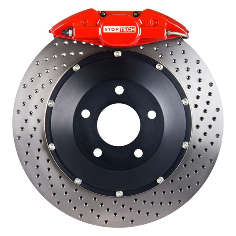 StopTech 99-02 Audi S4 Rear Big Brake Kit Red ST-22 Calipers 328x28mm Drilled Rotors Pads & SS Lines 83.130.0023.72 Main Image