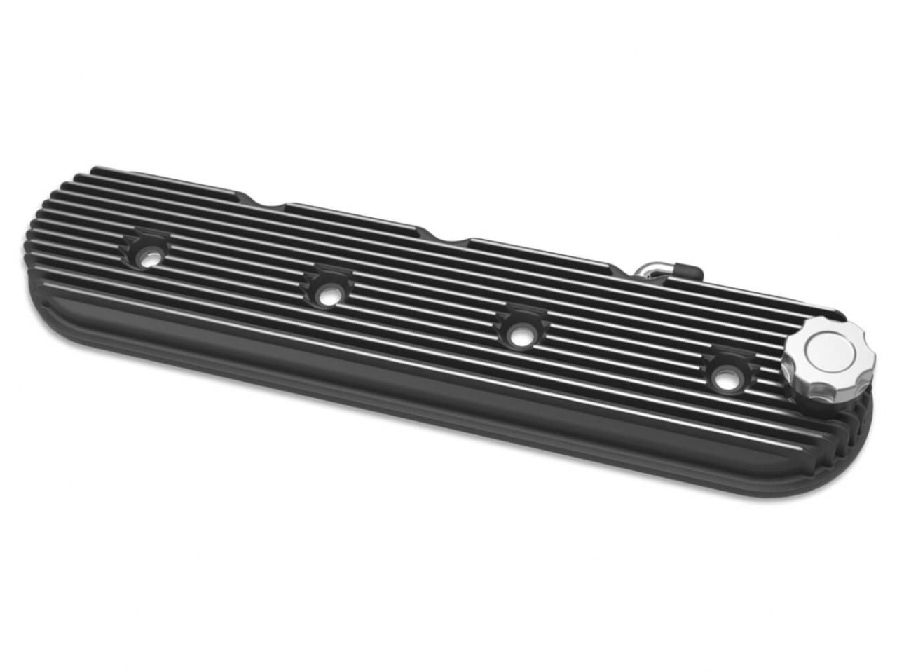 Holley Vintage Series Finned LS Valve Covers, Standard Height - Satin Black