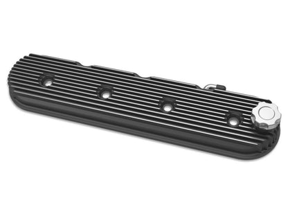 Holley Vintage Series Finned LS Valve Covers, Standard Height - Satin Black