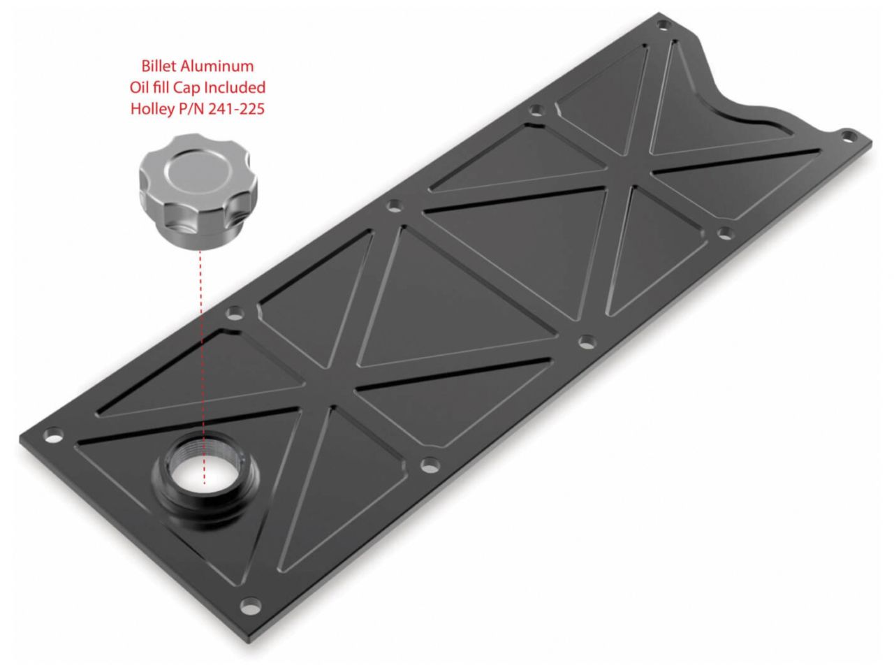 Holley Ls Valley Cover With Oil Fill - Black Billet