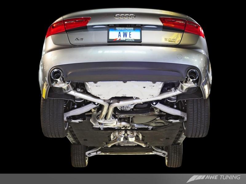 AWE Tuning Audi C7 A6 3.0T Touring Edition Exhaust - Dual Outlet Diamond Black Tips 3015-33052 Main Image