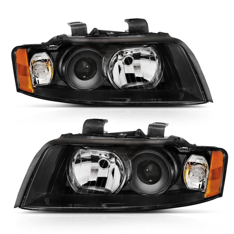 ANZO 2002-2005 Audi A4 Projector Headlight Black G2 (Halogen Type) 121528 Main Image