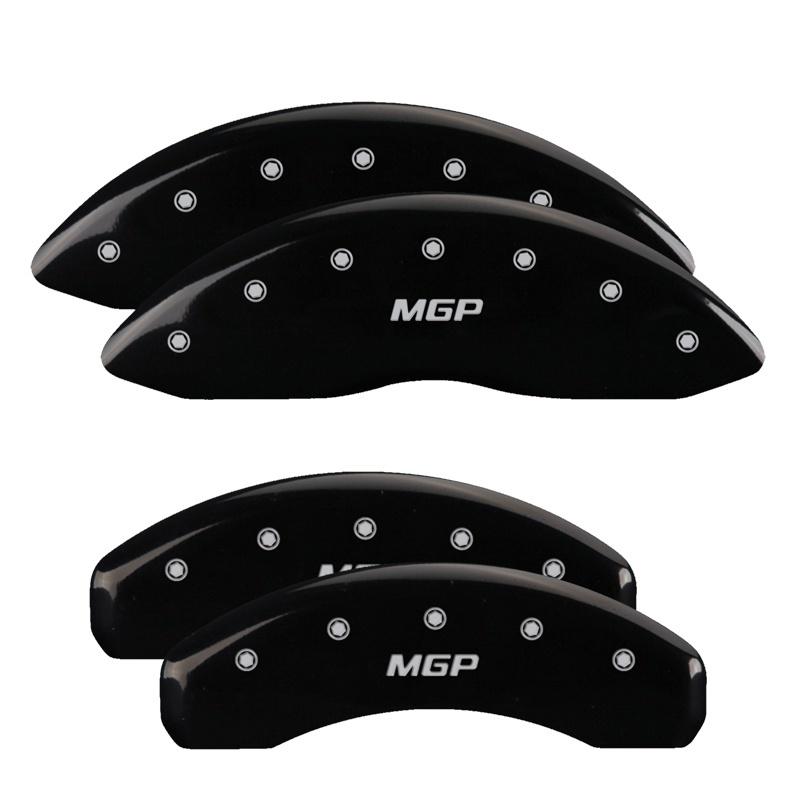 MGP 4 Caliper Covers Engraved Front & Rear MGP Black Finish Silver Characters 2018 Tesla X 56011SMGPBK Main Image