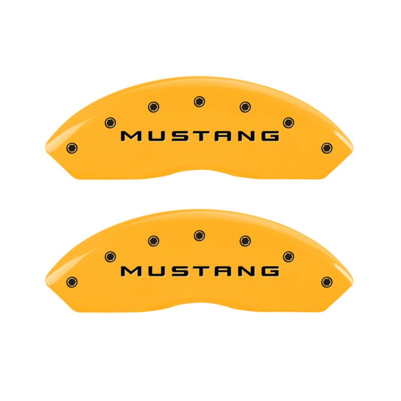 MGP 4 Caliper Covers Engraved Front Mustang Engraved Rear GT Yellow finish black ch 10198SMGTYL Main Image