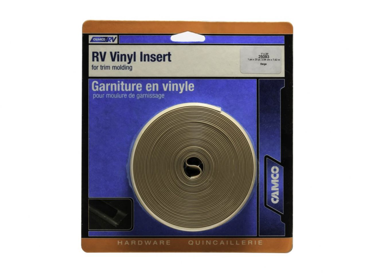 Camco Vinyl Trim Insert - 1" x 25' Beige Bilingual