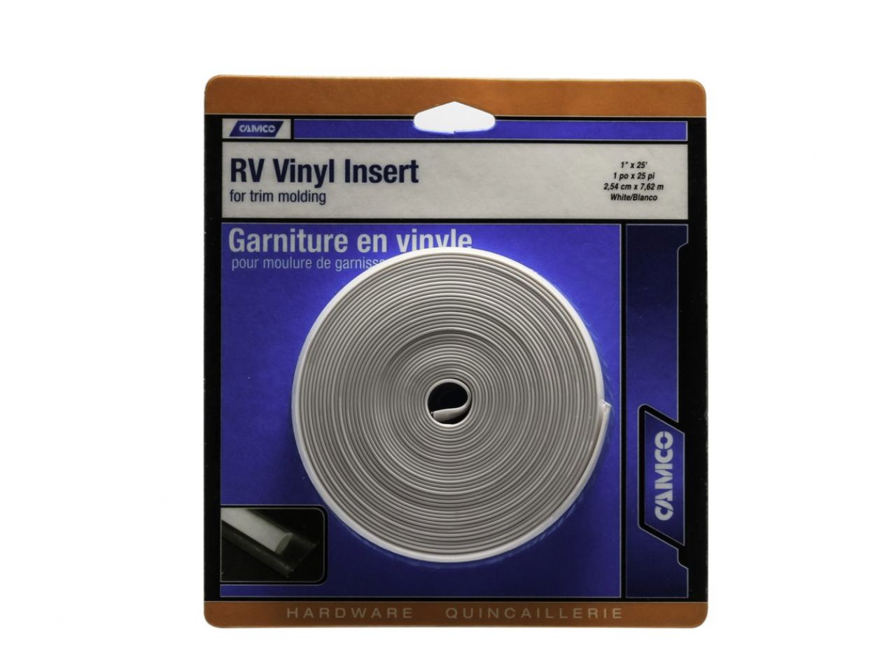 Camco Vinyl Trim Insert - 1" x 25' White Bilingual