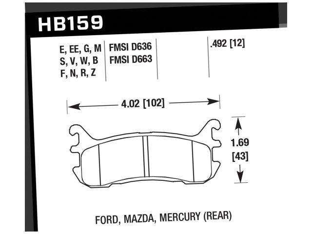 Hawk Ceramic Brake Pads Rear Ford Escort ZX2 1998-2003