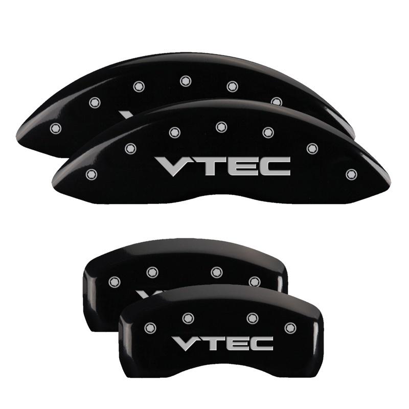 MGP 4 Caliper Covers Engraved Front & Rear Vtech Black finish silver ch 39011SVTCBK Main Image