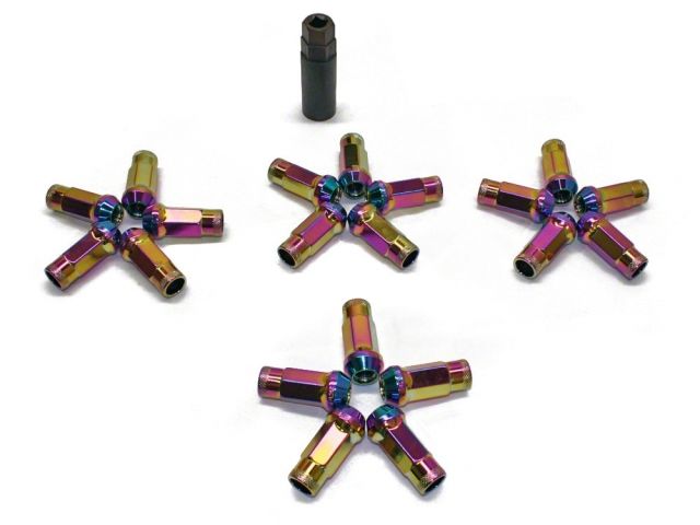 Muteki SR48 Extended Racing Lug Nuts  M12x1.25mm Neo Chrome 20pcs