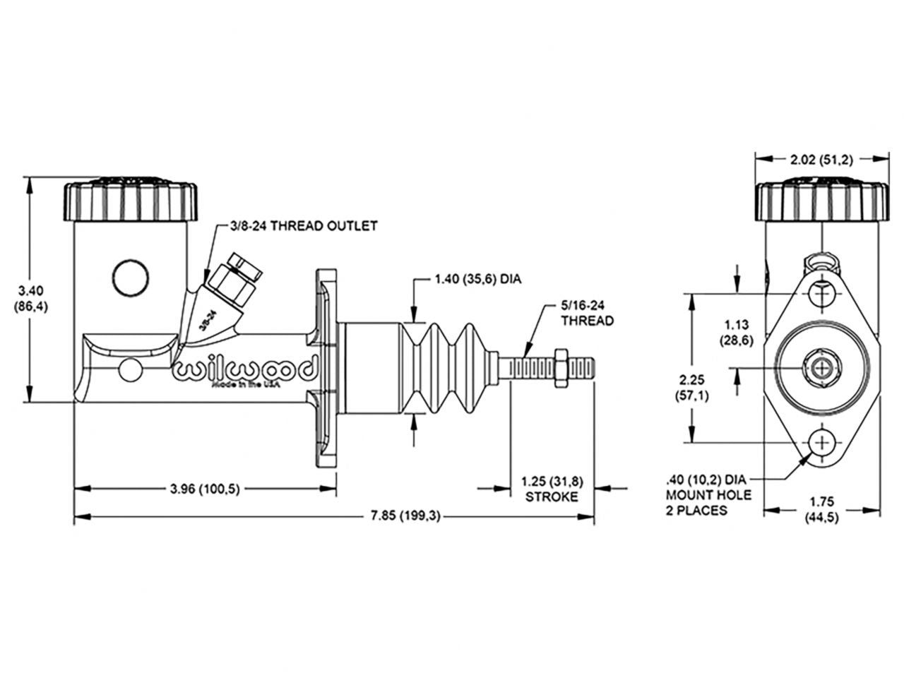 Wilwood GS Integral Master Cylinder - .625" Bore