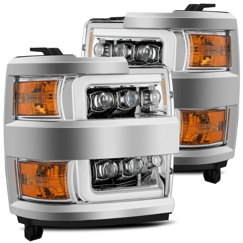 AlphaRex 15-19 Chevy Silverado 2500HD NOVA LED Proj Headlights Plank Style Chrome w/Activ Light/DRL 880216 Main Image