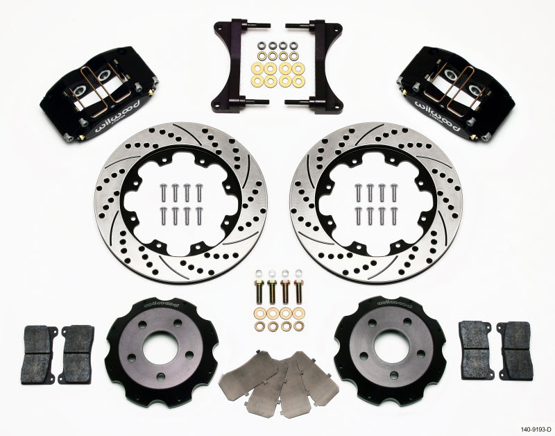 Wilwood Dynapro Radial Big Brake Front Brake Kit (Hat) Drilled Rotor Black