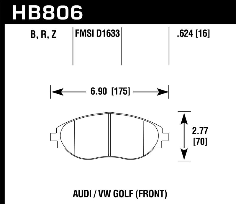 Hawk 16-17 Audi A6 HPS 5.0 Front Brake Pads HB806B.624 Main Image