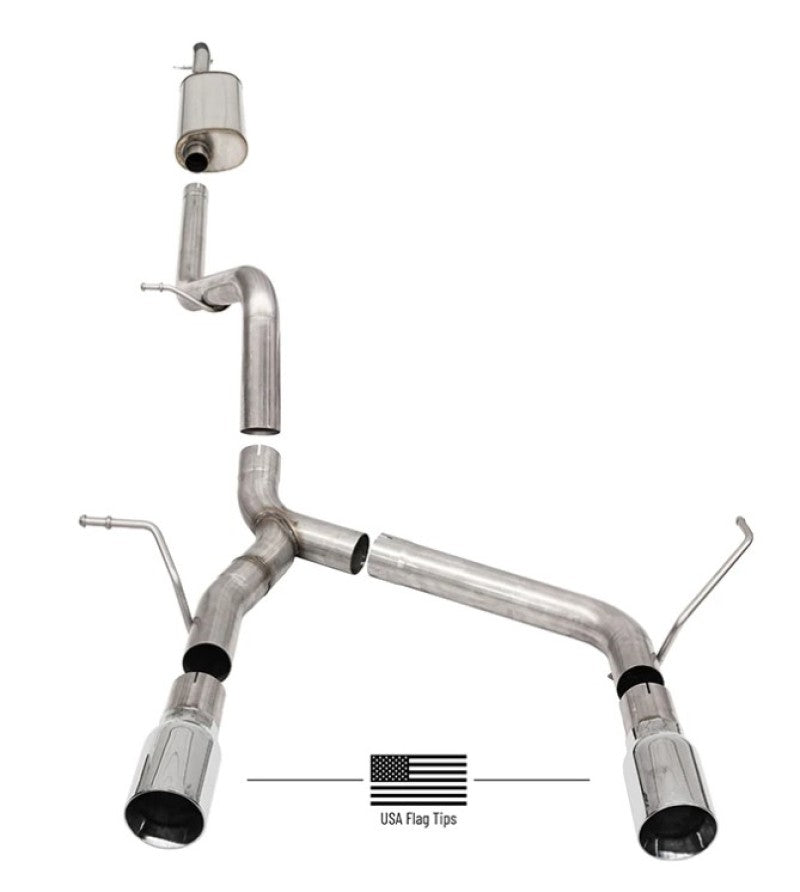 Corsa 18-21 Jeep Wrangler JLU 3.6L 2.75in Sport Cat-Back Exhaust w/ American Flag Tips 21124USA