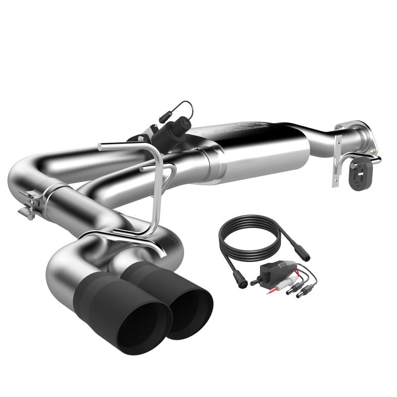 QTP 15-18 Ford F-150 CC/EC Standard Bed 304SS Screamer Cat-Back Exhaust w/3.5in Black Tips 440015B Main Image