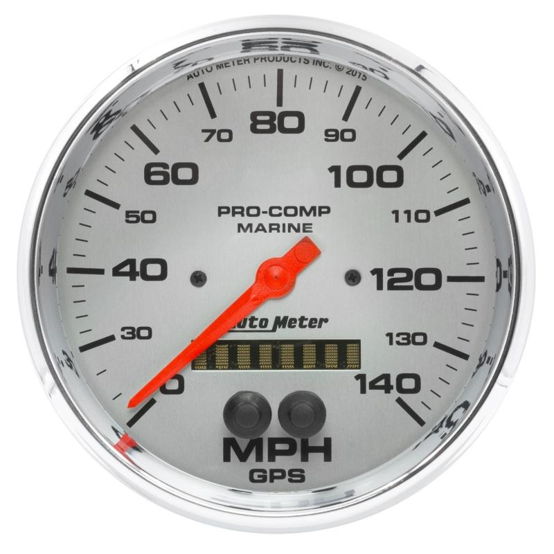 Autometer Speedometer 5in 140 MPH GPS Marine Chrome Ultra-Lite Gauge 200647-35 Main Image