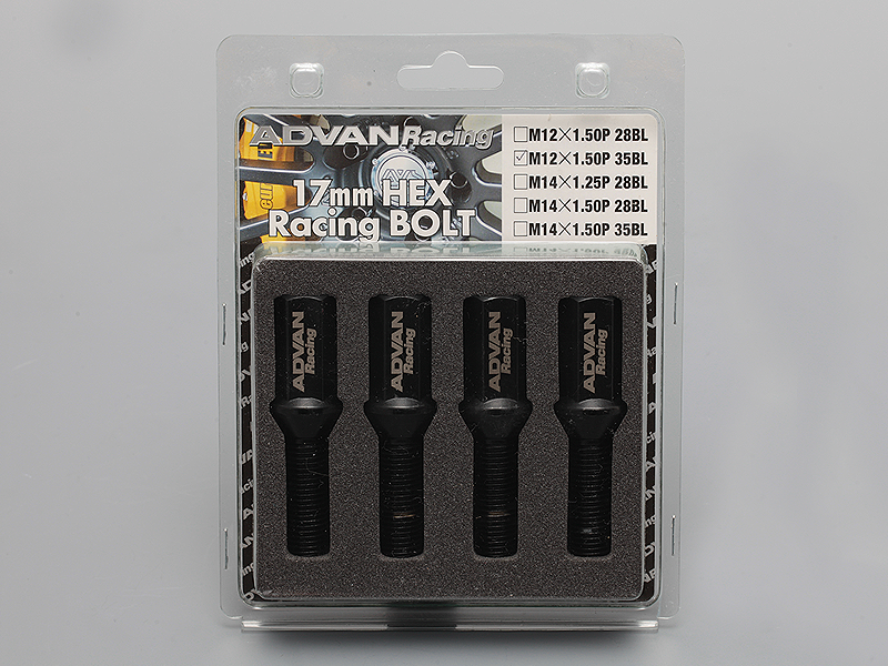 Advan Wheel Bolt 35mm Thread (Black) - 4 Pack Z9562