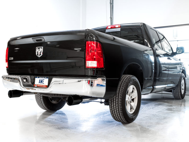 AWE Tuning 09-18 RAM 1500 5.7L (w/o Cutout) 0FG Single Side Exit Cat-Back Exhaust - Diamond Blk Tips 3015-33309