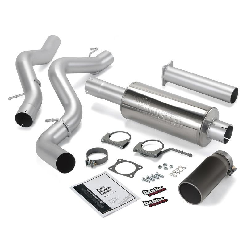 Banks Power 02-05 Chev 6.6L EC/CCSB Monster Exhaust System - SS Single Exhaust w/ Black Tip 48633-B Main Image