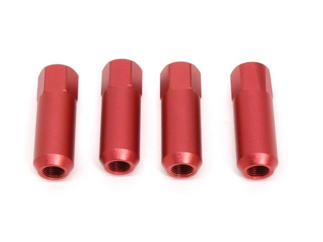 TiTek Aluminum Lightweight Long Open Lug Nuts 4-Pack 12 x 1.25 RED