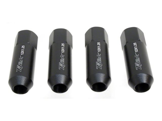 TiTek Aluminum Lightweight Long Open Lug Nuts 4-Pack 12 x 1.25 BLACK