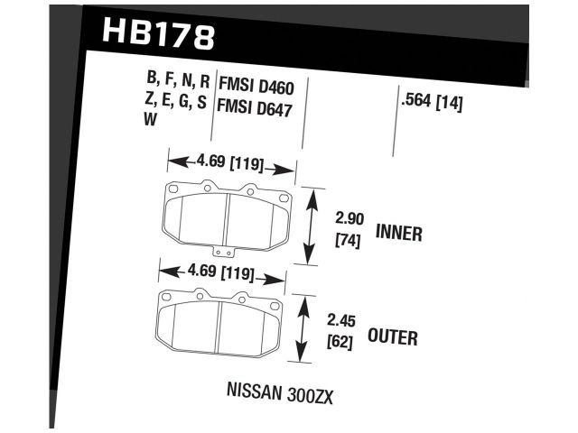 Hawk Street 5.0 Brake Pads Front Nissan 300ZX Base 89 - 96