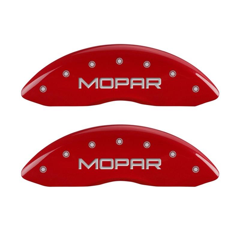 MGP Front set 2 Caliper Covers Engraved Front MOPAR Red finish silver ch 42011FMOPRD Main Image