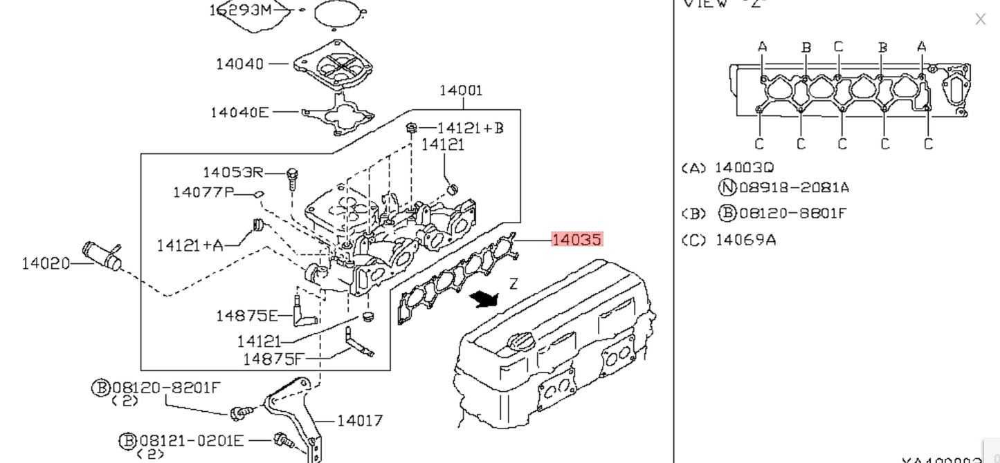 Ishino  OEM Intake Manifold Gasket S14 KA24DE 07W2E