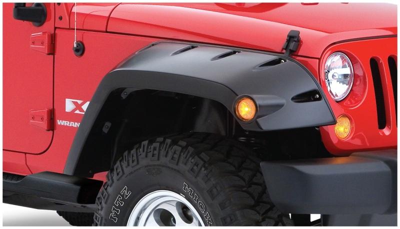 Bushwacker 07-18 Jeep Wrangler Max Pocket Style Flares 2pc Extended Coverage - Black 10045-02 Main Image