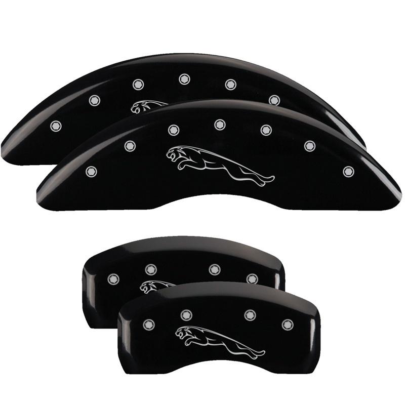 MGP 4 Caliper Covers Engraved Front & Rear Leaper Black finish silver ch 41002SLPCBK Main Image