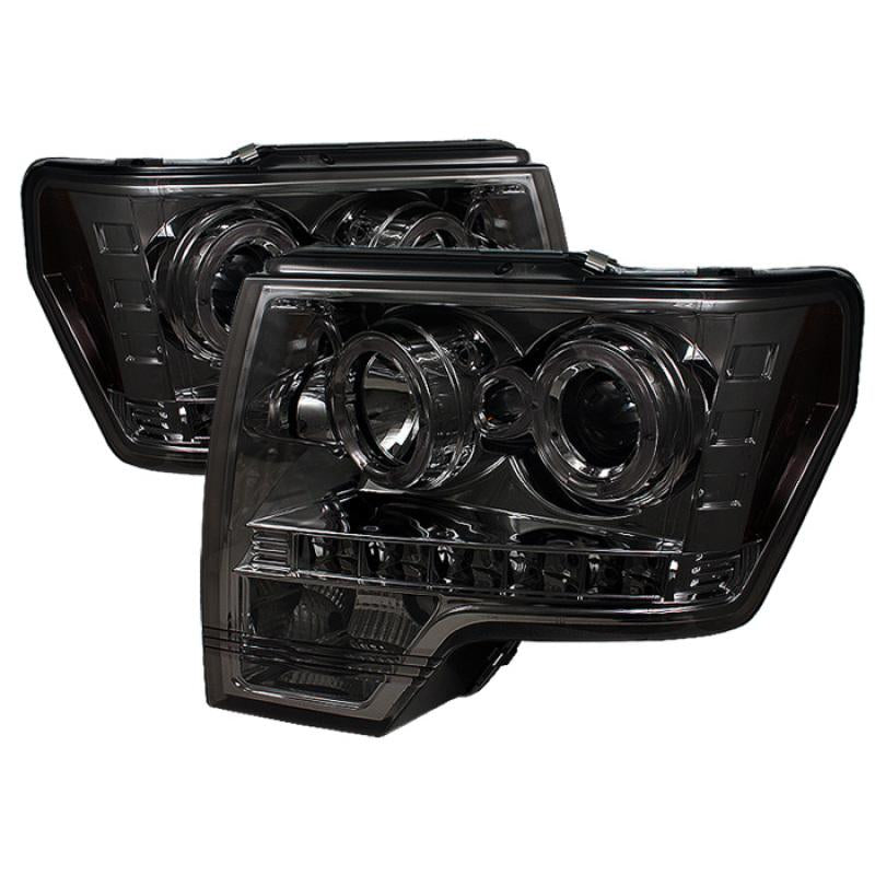 Spyder Ford F150 09-14 Projector Headlights Halogen Model- LED Halo LED Smke PRO-YD-FF15009-HL-SM 5010254 Main Image