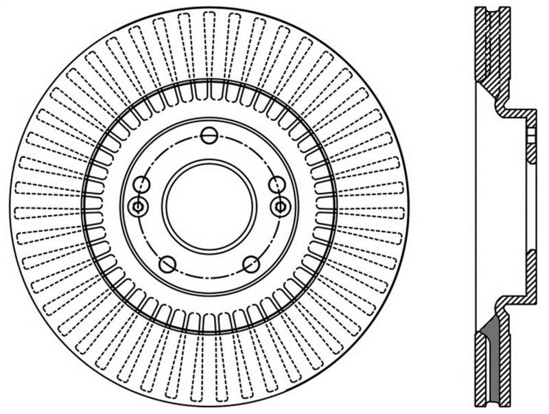 StopTech 13-16 Hyundai Santa Fe/ 14-15 Kia Sorento Power Slot Slotted Right Front Rotor 126.51052SR Main Image