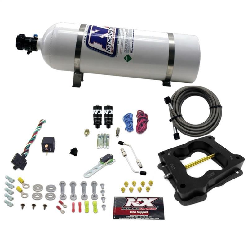 Nitrous Express Q-Jet/Holley Spread Bore Hitman Plus Nitrous Kit (50-200HP) w/15lb Bottle 40081-15 Main Image