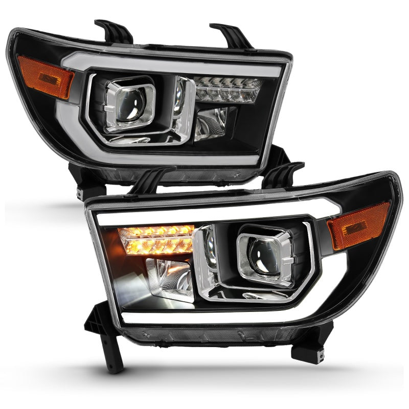 ANZO 2007-2014 Toyota Tundra Projector Light Bar H.L Black Amber(Led High Beam) (Halogen Version) 111447