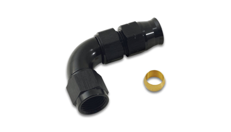 Vibrant 3/8In Tube to -6AN Female 90 Degree Union Adapter Fitting w/ Olive Inserts 16566