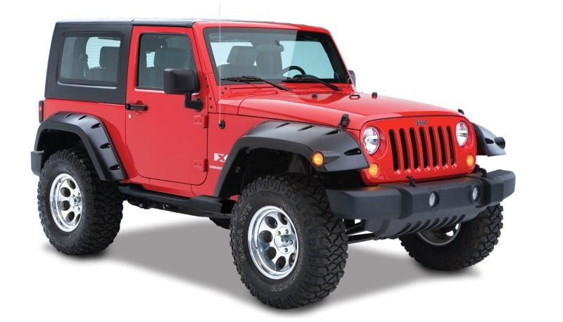 Bushwacker 07-18 Jeep Wrangler Max Pocket Style Flares 2pc Extended Coverage - Black 10046-02 Main Image