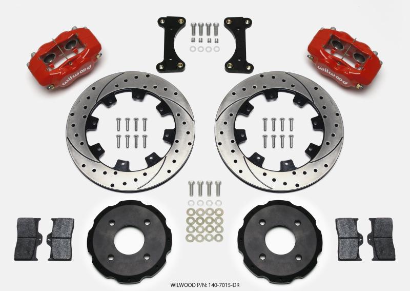 Wilwood Forged Dynalite Front Hat Kit 12.19in Drilled Red 2002 Mitsubishi Lancer 140-7015-DR Main Image