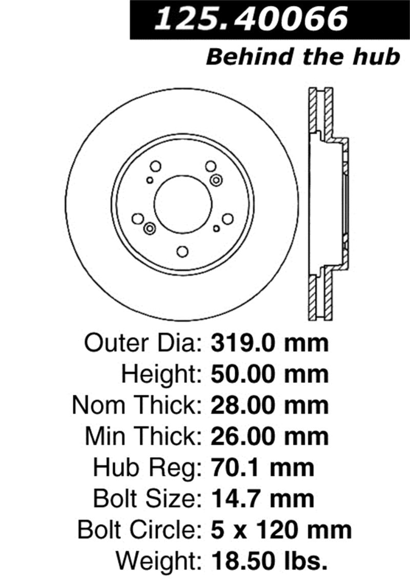 Stoptech Premium High Carbon Cyro Brake Rotor 125.40066CRY Main Image