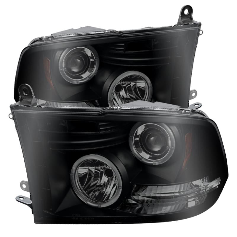 Spyder Dodge Ram 1500 09-14 Projector Headlights Halogen- LED Halo LED - Blk Smke PRO-YD-DR09-HL-BSM 5078407 Main Image