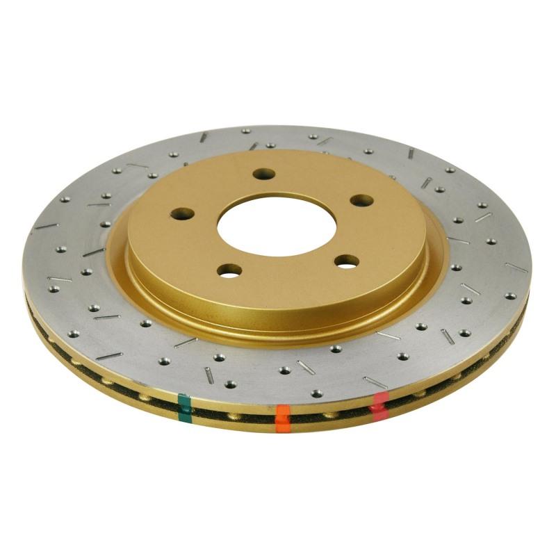 DBA 05-13 Ford Mustang GT/V6 Rear Drilled & Slotted 4000 Series Rotor w/ Gold Hat 42114XS Main Image