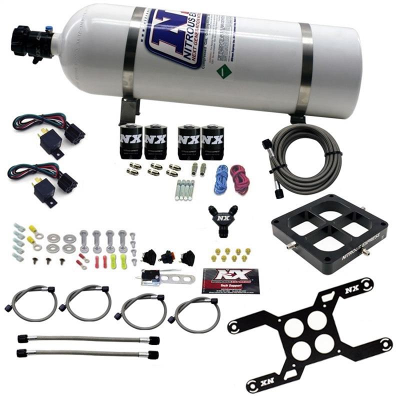 Nitrous Express Dominator Dual Stage Billet Crossbar Nitrous Kit (50-300 & 100-500HP) w/15lb Bottle 66047-15 Main Image