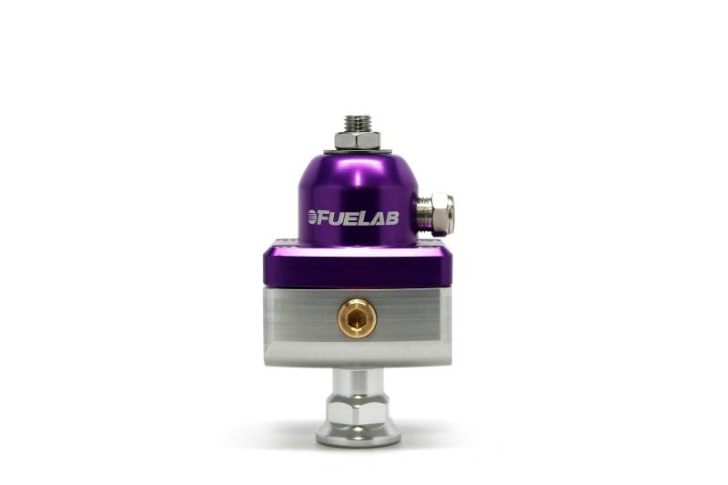 Fuelab 575 Carb Adjustable Mini FPR Blocking 4-12 PSI (1) -6AN In (2) -6AN Out - Purple 57501-4 Main Image